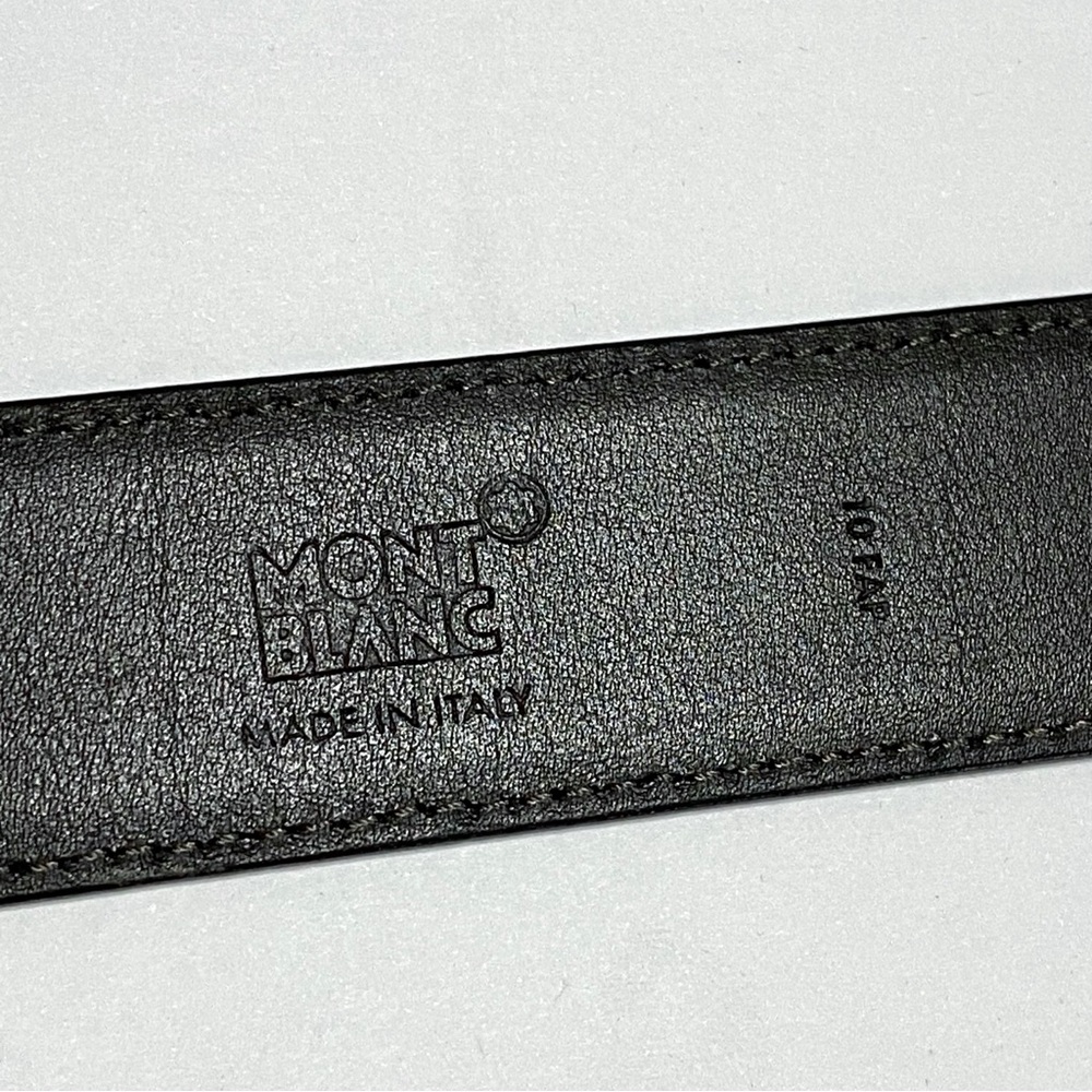 MONT BLANC black saffiano leather gold square buckle belt - Picture 8 of 11